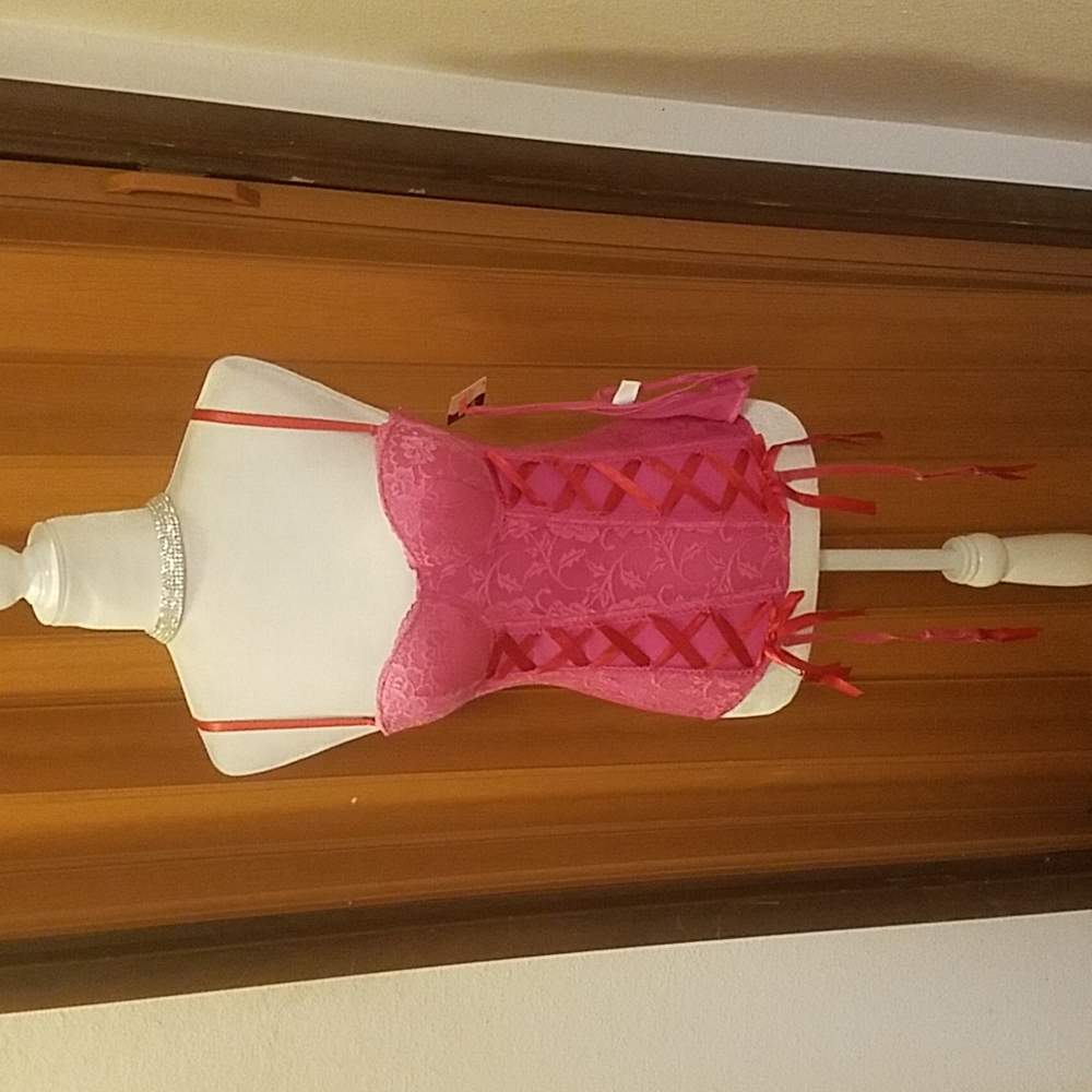 HOT PINK BUSTIER @ THONG